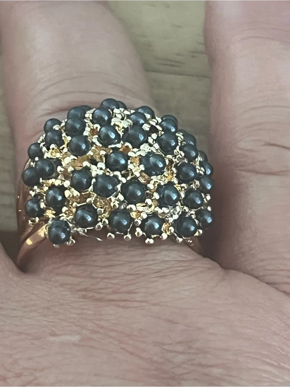 Elegant Gold Ring with Blue Stones - Women Jewelry old fashion size 10